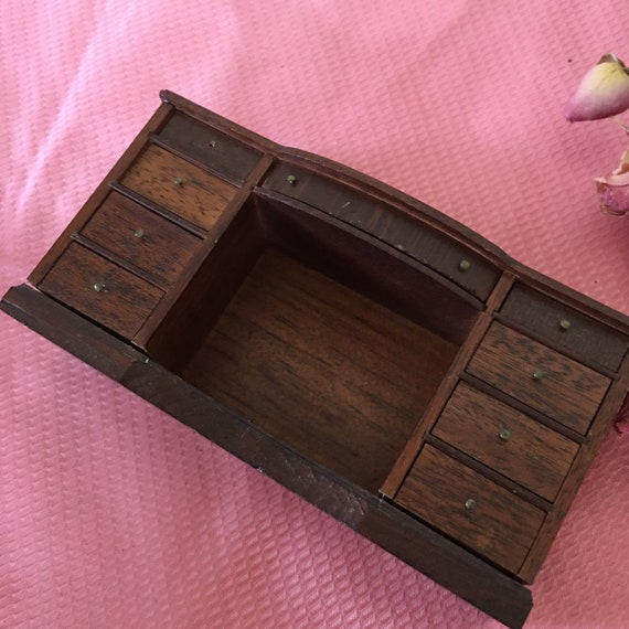 1:12 Dollhouse Miniature Furniture Vintage Table en bois avec tiroirs
