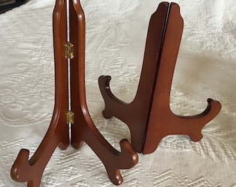 Vintage Choose Color and Size of Wooden Picture Display Easel Stand. Use in Home and Office to Display Decorative Plates, Trivets, Photos.