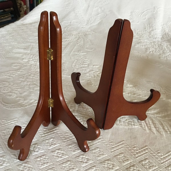 Vintage Choose Color and Size of Wooden Picture Display Easel Stand. Use in Home and Office to Display Decorative Plates, Trivets, Photos.