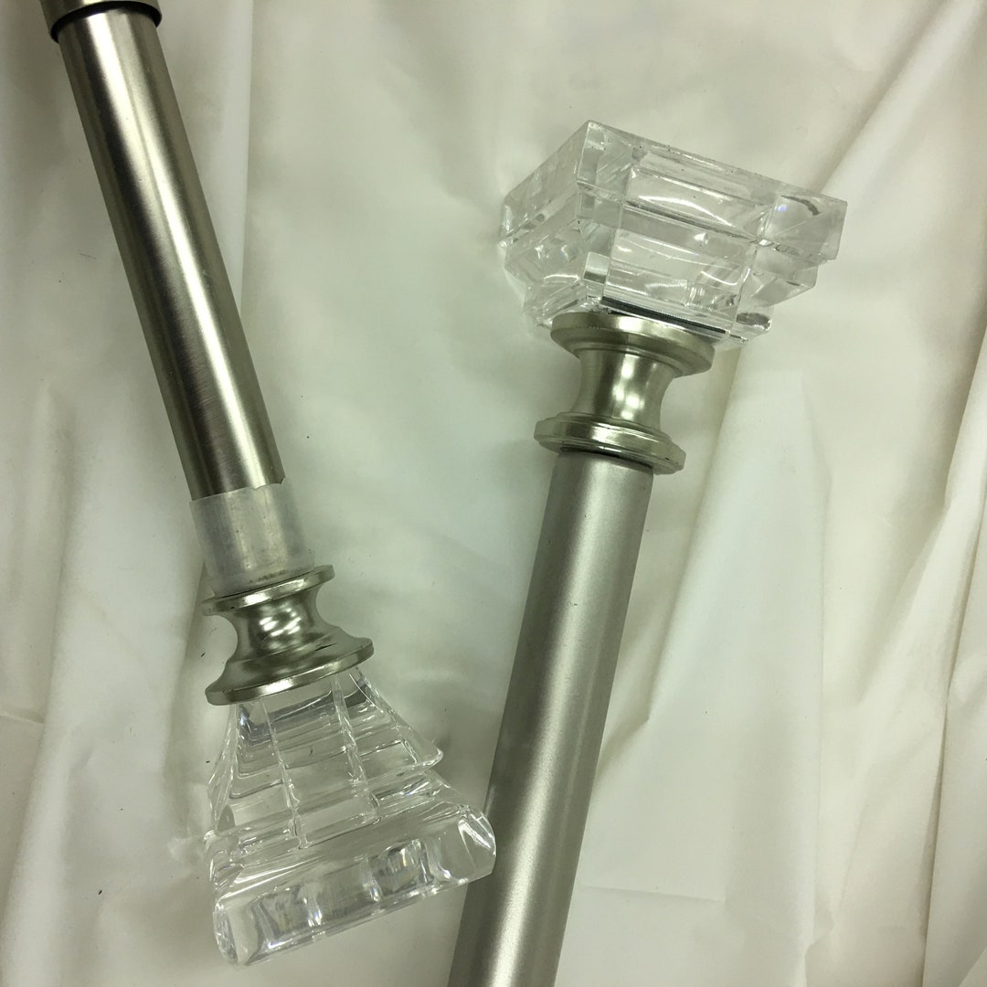 Square Glass Look Finial Curtain Rods. Great Beach Drapery Curtain Rods