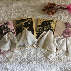 Vintage Zakdoek Wenskaart. Kies Uw Kaart en Hankie. Exquise handbediende zakdoeken. Geweldig voor bruiloft of elk moment.