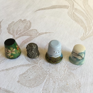 Vintage Collector Thimble. Choose Floral Paper Mache, Floral Metal w/ Butterfly, Wood Painted Seashore or Porcelain Dana Point CA.
