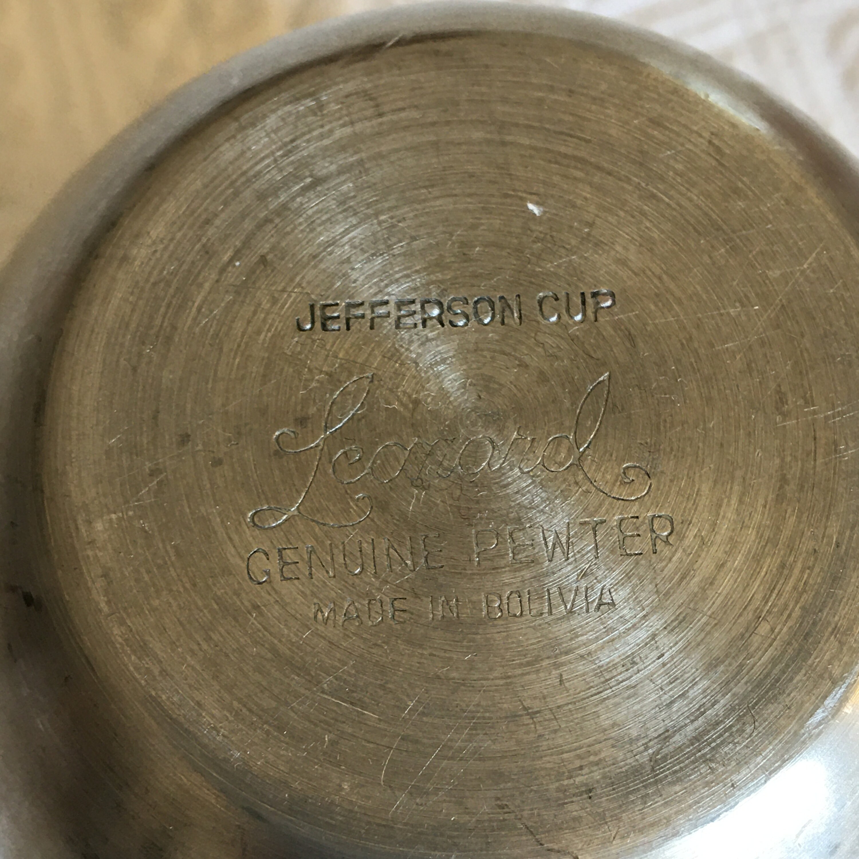 Vintage Leonard Genuine Pewter Jefferson Cup. Made in Bolivia. Etsy