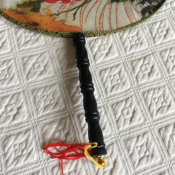 Vintage Japanese Fan. Stretched Silk and Wood Han… - image 5