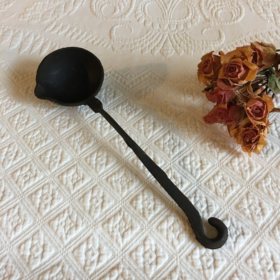 Antique Cast Iron Ladle With Pouring Spout. Dipper Ladle Great for a