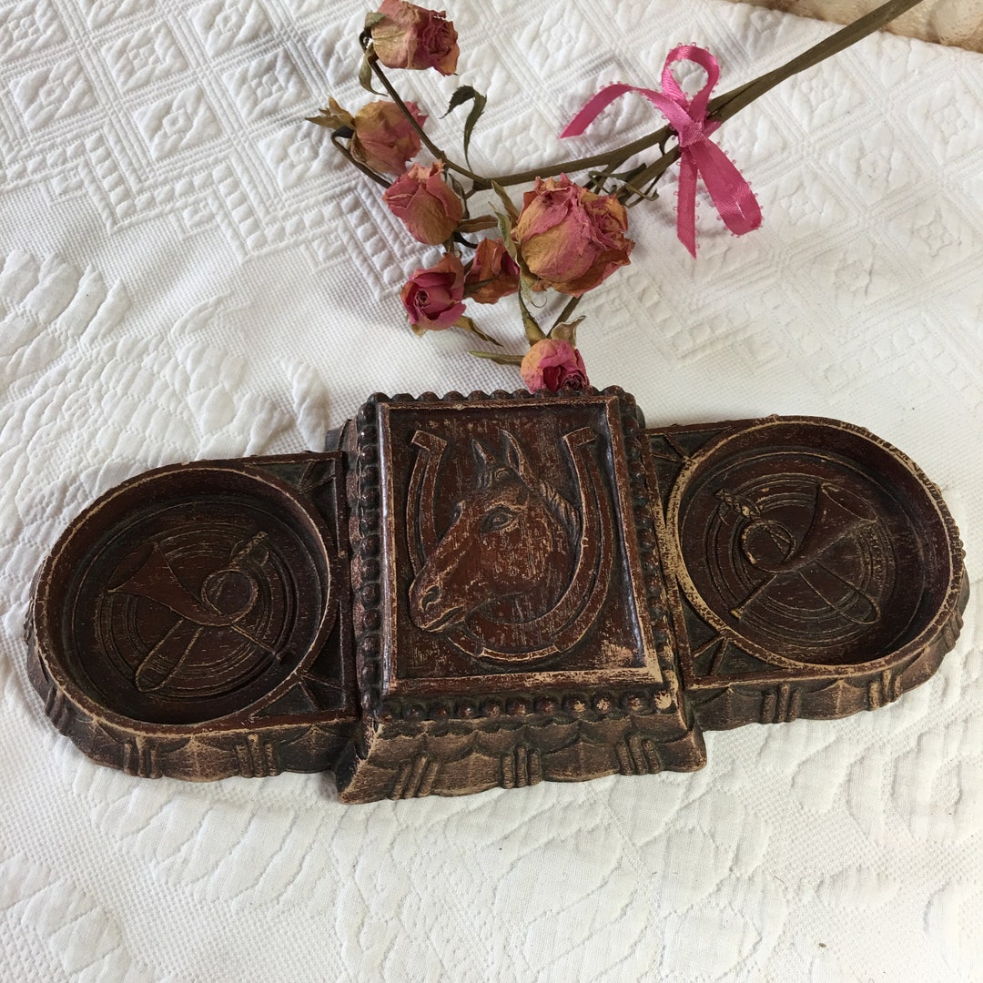 Vintage Desk Box and Holder With Horse Horseshoe Whip and Etsy