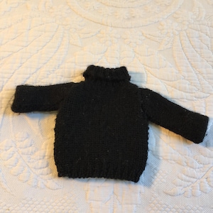 Vintage GI Joe Knitted Black Sweater by Hasbro. Sweater for GI Joe, Small Teddy Bear or Doll. 3 1/2&quot; X 3&quot; Sweater. 2 3/4&quot; Sleeves.