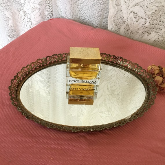 Vintage Gold Mirrored Dresser Tray Dresser Accessory Mirror Etsy