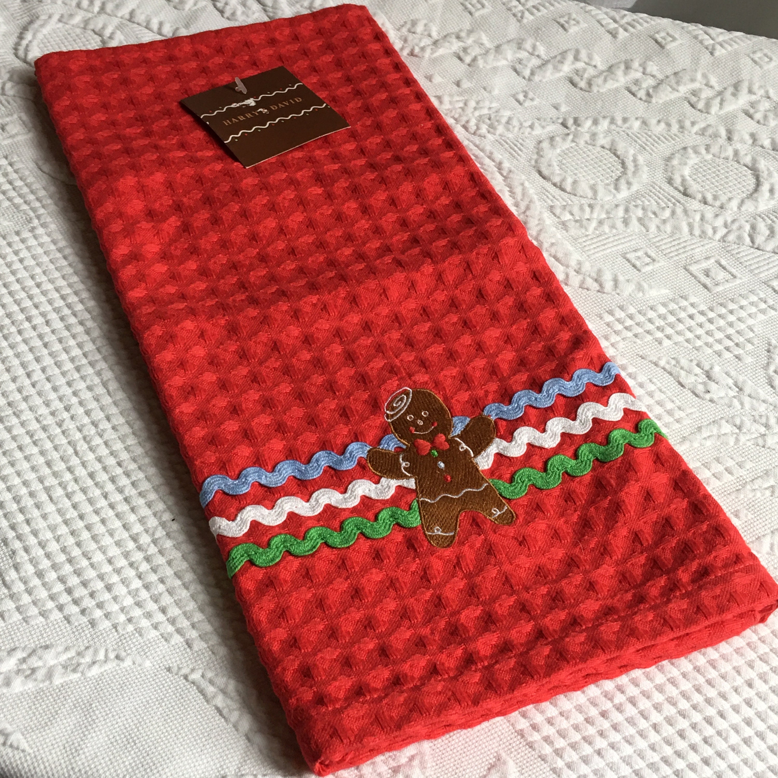 Vintage Red Tea Towels. Harry and David Red Waffle Weave Tea Towel