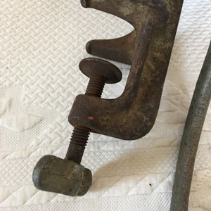 Antique Meat Grinder. Table Clamp on Bottom of Hand Cranking Meat ...