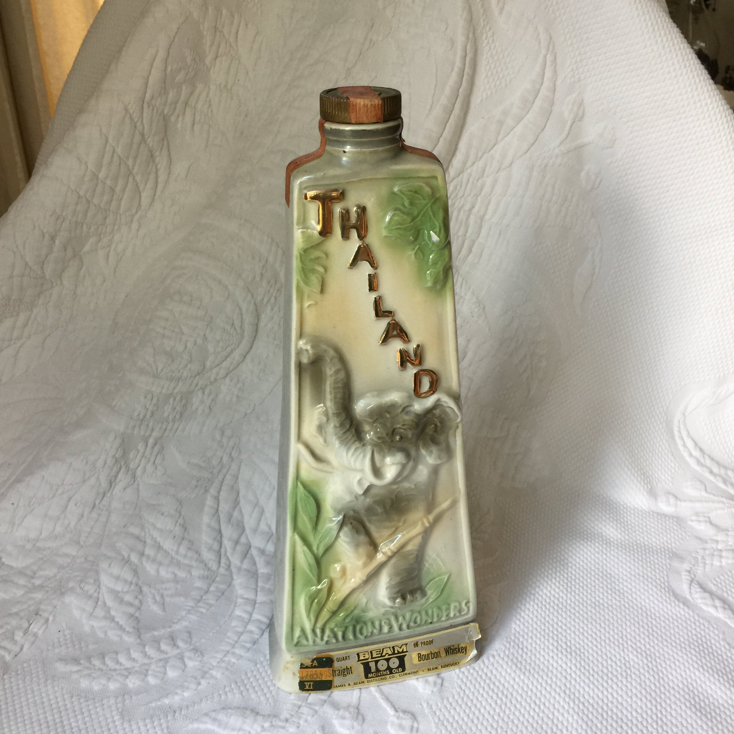 Vintage 1969 James B. Beam Thailand Liquor Bottle. A Nation of
