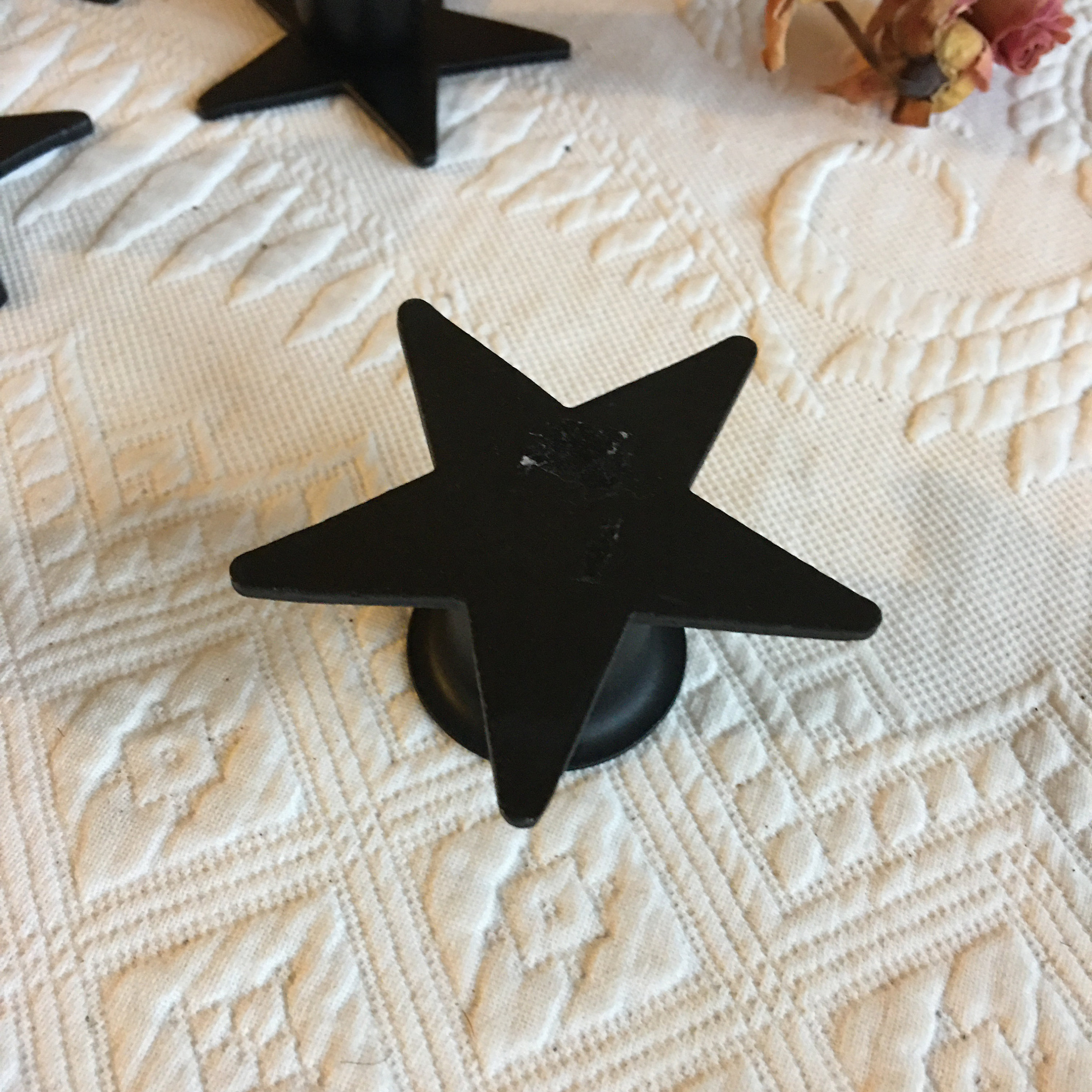 BLACK IRON STAR TAPER CANDLE HOLDER 