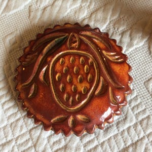 Vintage Clay Thistle Type Designed Zig Zagged Edge Decorative Medallion. Hang on Wall in a Wall Arrangement. Charming Wall Decoration.