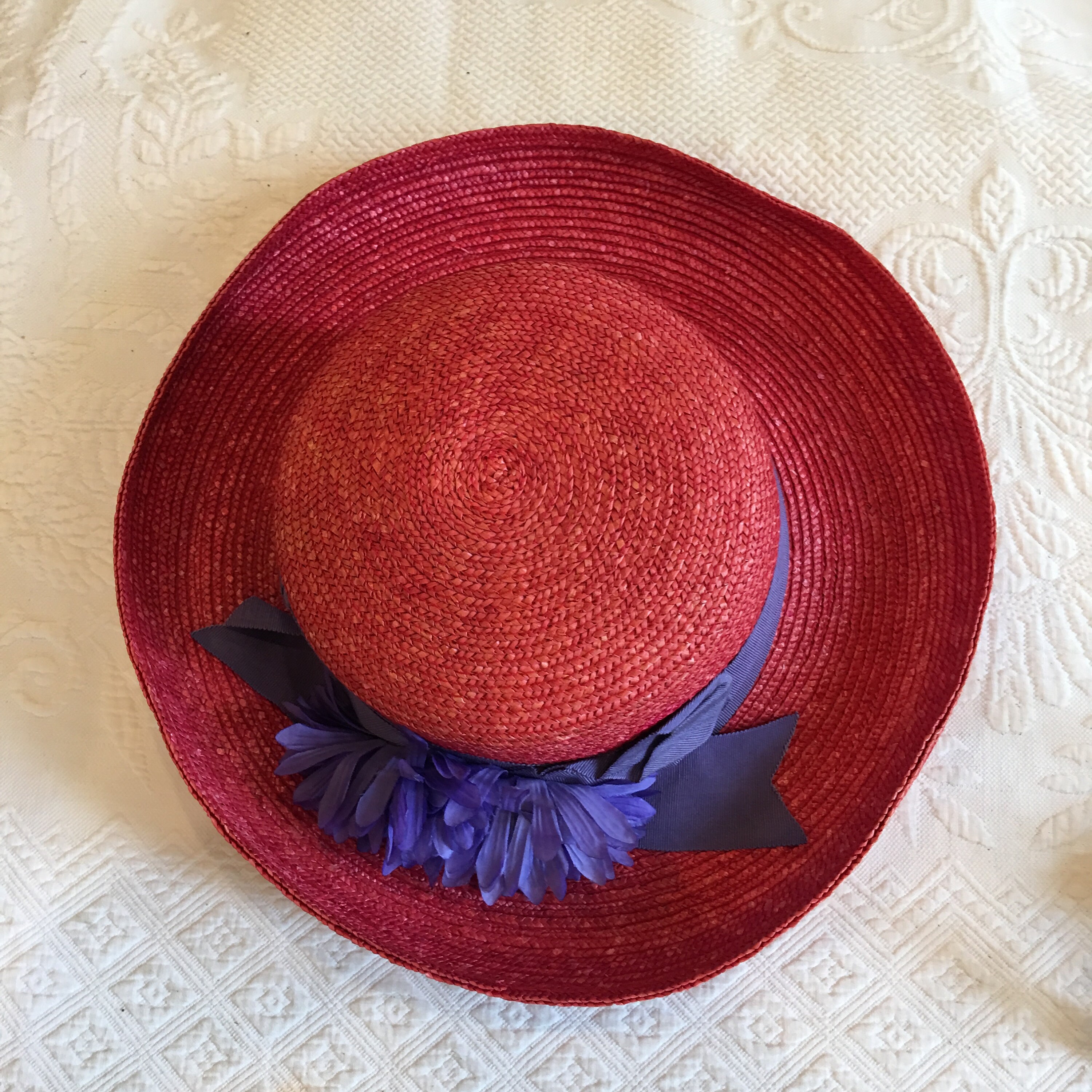 Very Pretty Red Dress/Church Hat by Betmar Betmar Wide Brim Ribbon Church Kentucky Derby Sun Hat Red  main image 3