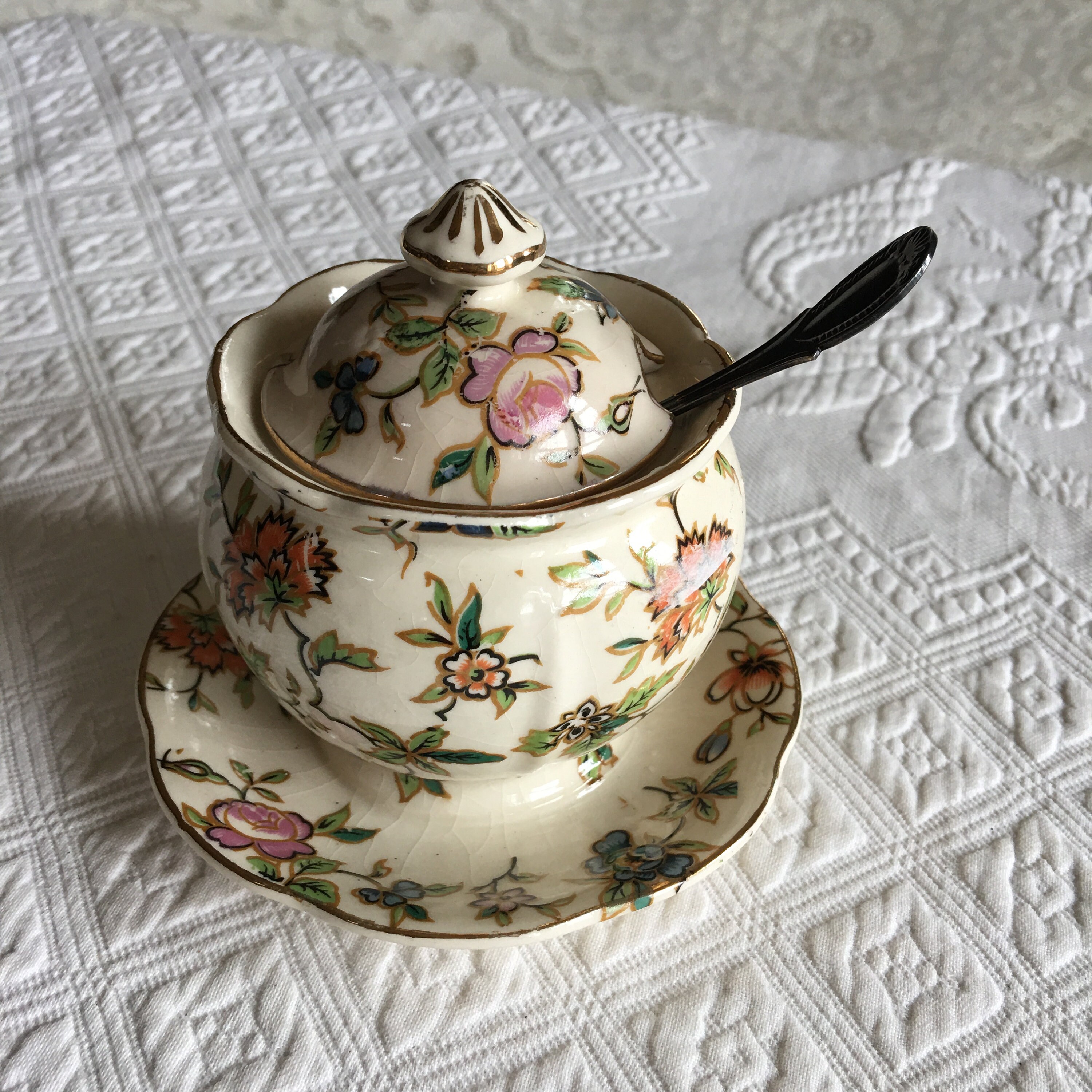 Vintage Ceramic Mustard Pot From Japan. Signed MM. Pot