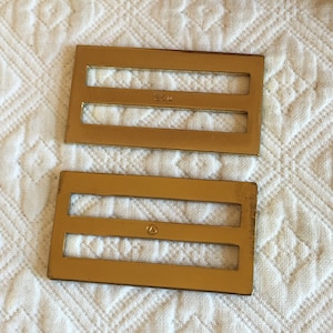 Vintage Marine Corps Strap Buckles 258. Pair Gold Brass Flat Buckle. 2 1/8&quot; X 1 3/16&quot;