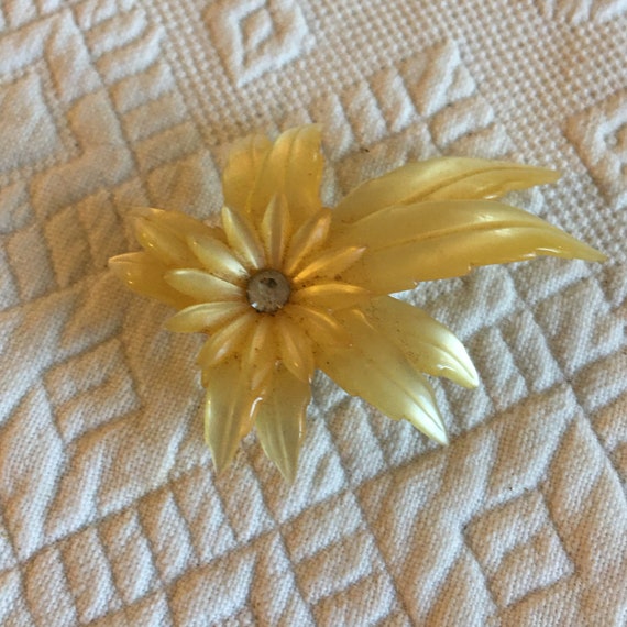 Vintage Celluloid Flower Pin. Iridescent Celluloi… - image 4