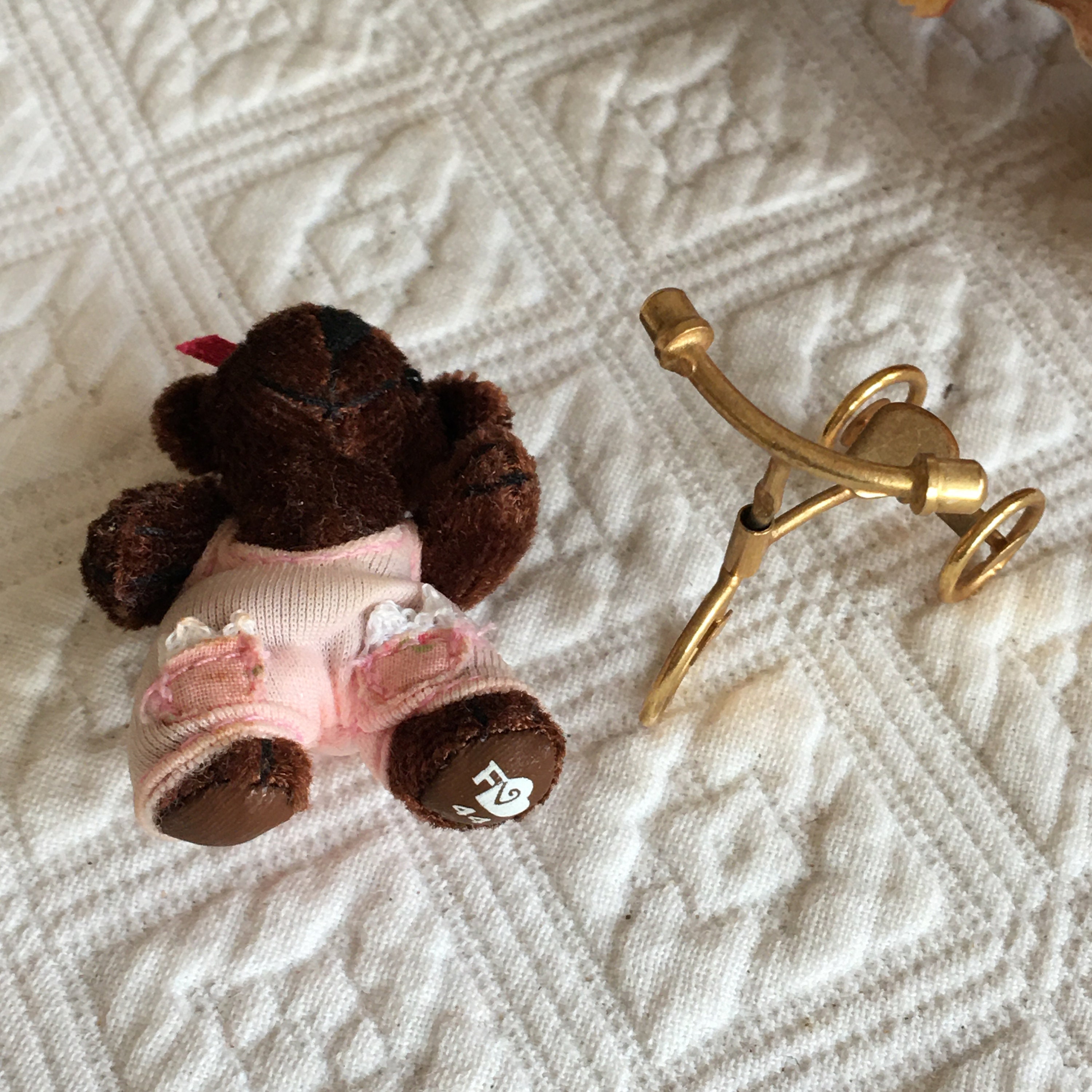 Vintage Mini Bear on Trike. Miniature Teddy Bear & Little