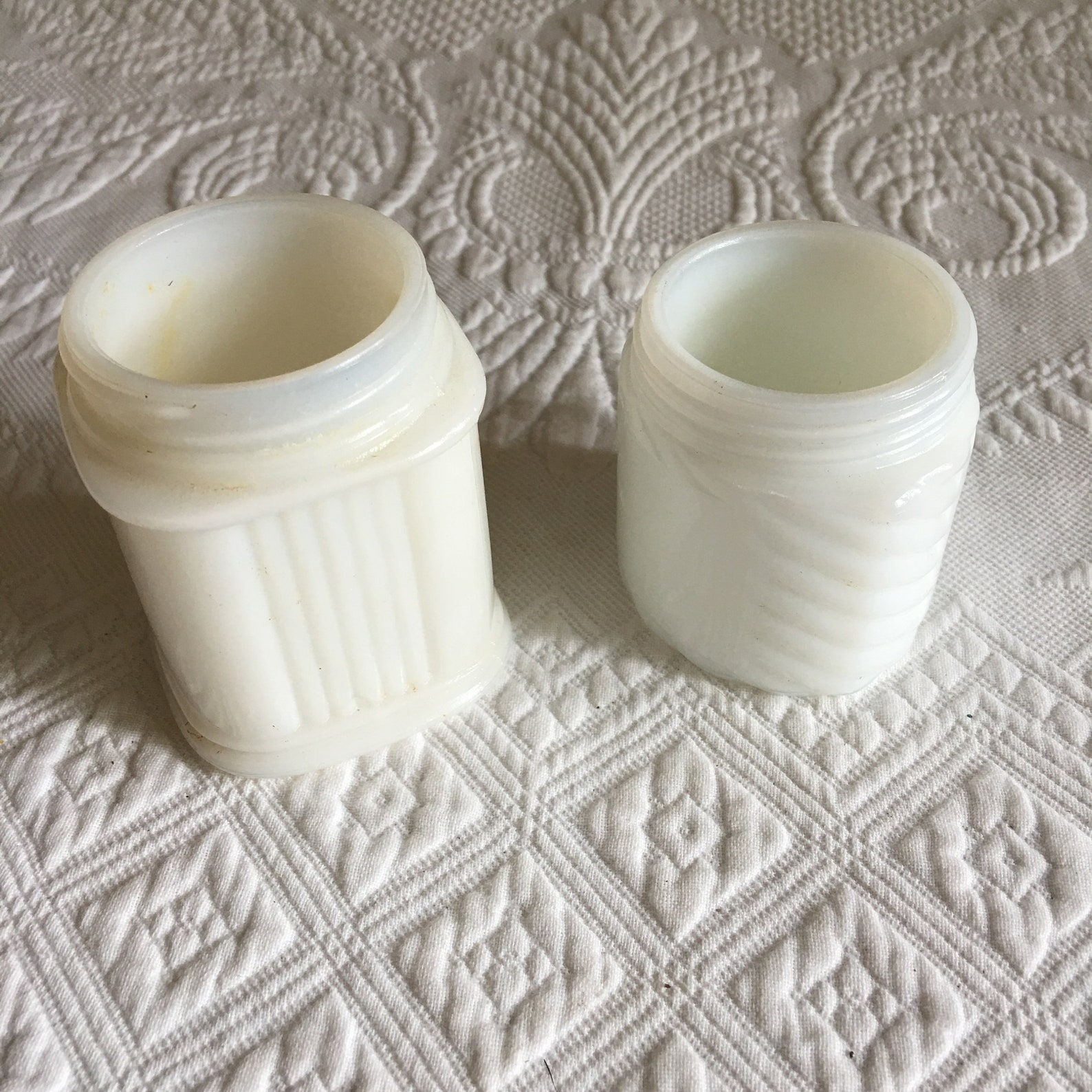 Vintage 2 Milk Glass Cold Cream Jars. One is a Woodbury Jar. Etsy