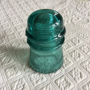 Vintage 1910 Hemingray No16 RR Elektrischer Glas Insulator Anschluss bezug. Blau/Grün Glas Isolator.
