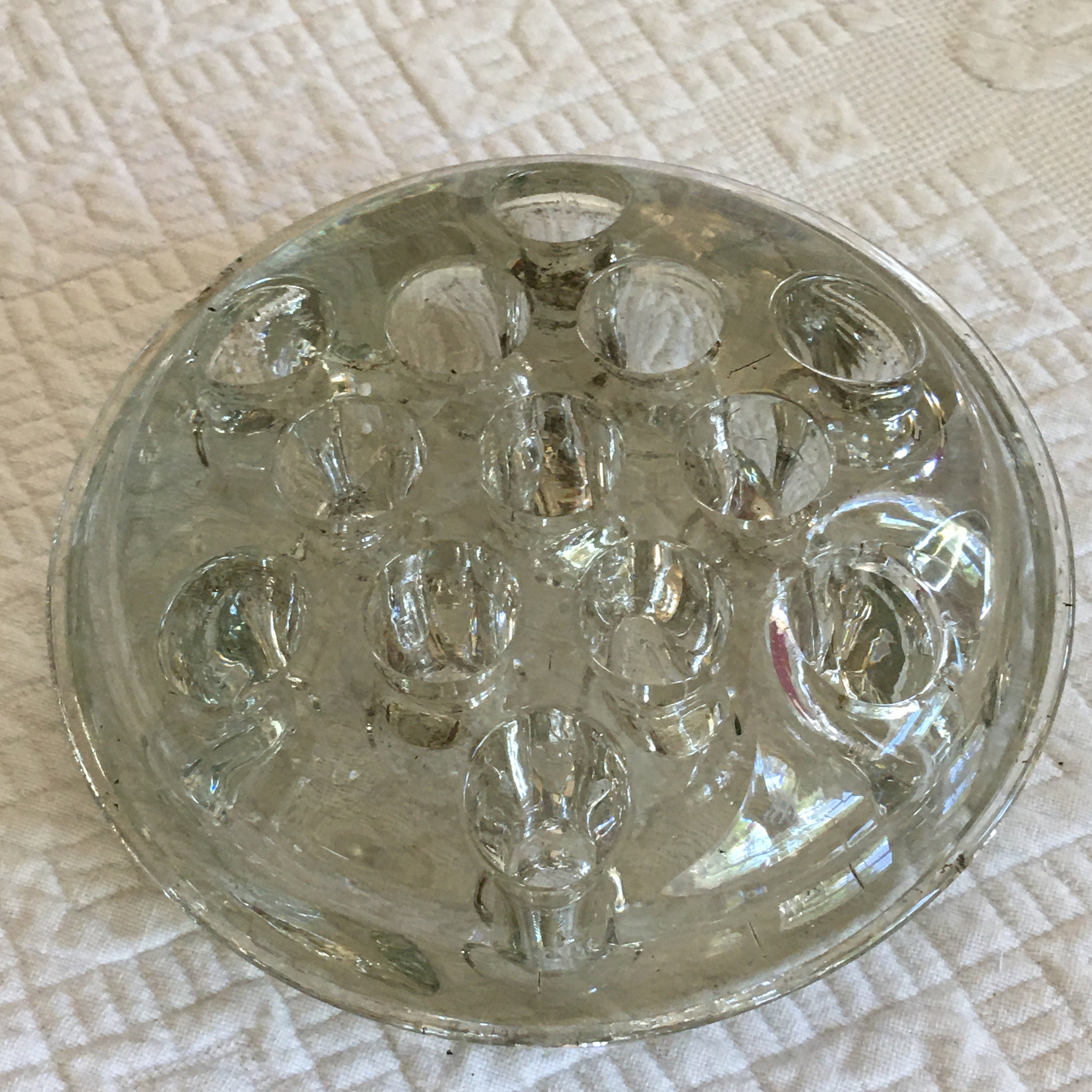 Vintage Clear Glass Holed Flower Frog. Flower Holder Frog. Etsy