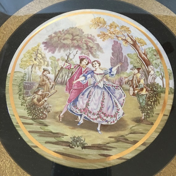 Vintage Genuine Porcelain Hand Enameled. Framed by Sungott Art