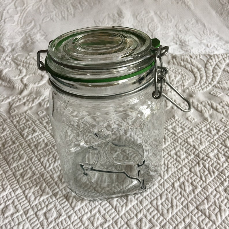 Four 32 Oz. Square Type Quart Jars With Lock Down Rubber Seal Etsy