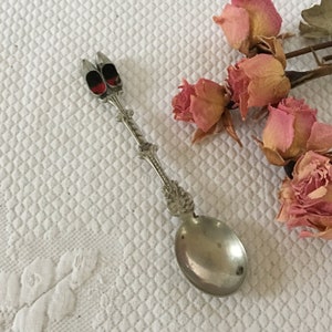 Vintage Holland Spoon With Wooden Shoes. Collectible Spoon With Wooden Shoes on End of Handle. Marked *90.