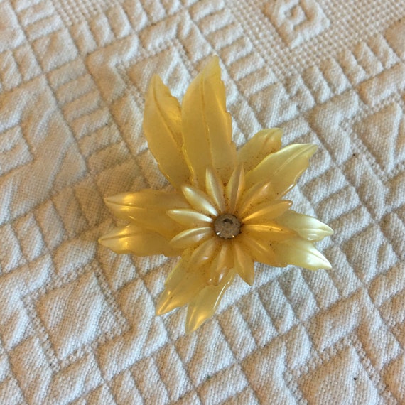 Vintage Celluloid Flower Pin. Iridescent Celluloi… - image 3