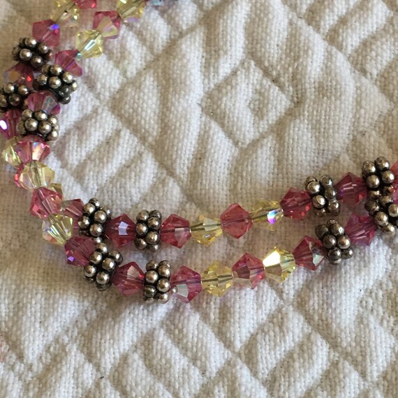Vintage 925 Pink and Yellow Faceted Stone Bracele… - image 5