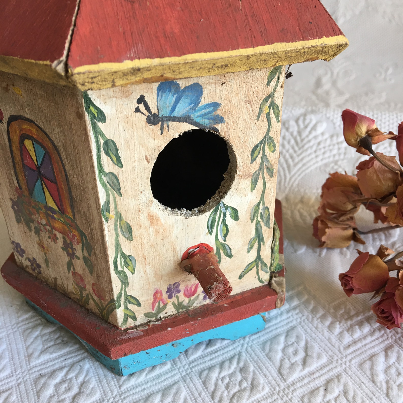 Vintage Birdhouse. Hand Painted Bird House With Hexagon Shape. Etsy