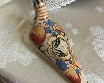 フォークアート スタイルのビンテージ セラミック ペイント バード