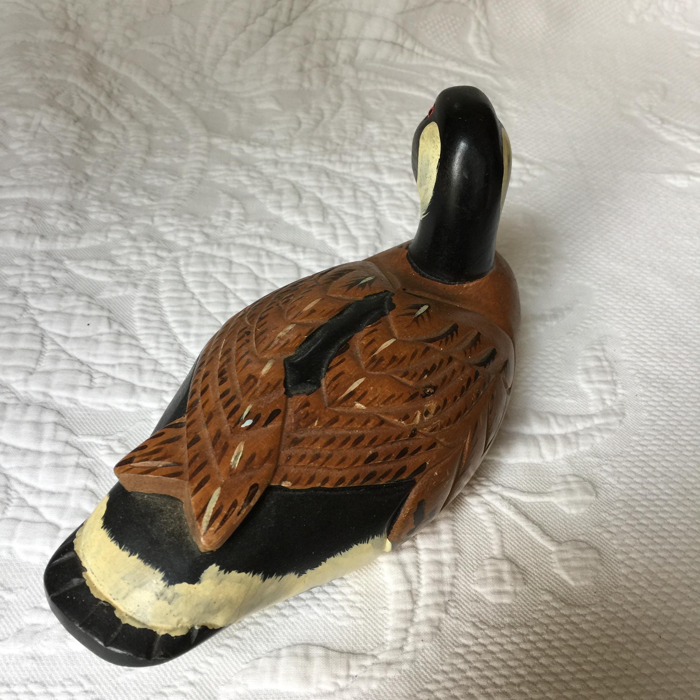 Leurre canard en bois sculpté peint à la main style colvert