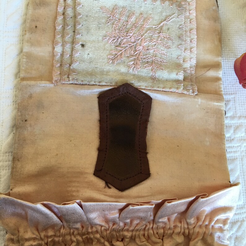 Antique Silk Leather Sewing Case. Shiny Leather Covered Etsy