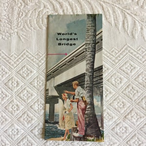 Vintage 1959 Die längste Brücke der Welt. Lake-Pontcharrain-Damm. Größere New Orleans Expressway Company.