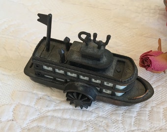 Vintage Paddle Boat Pencil Sharpener. Marked Mark Twain. Bronze