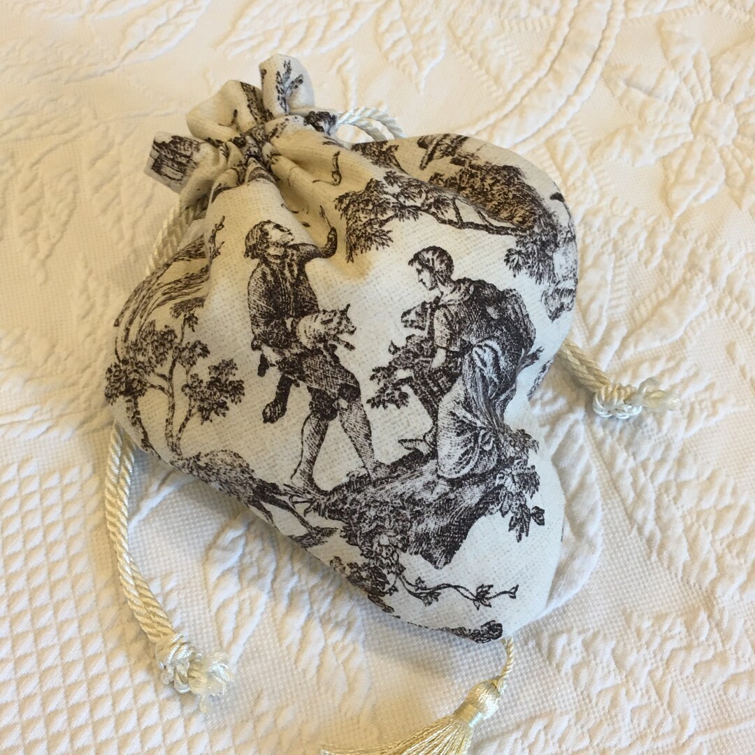 Handmade Toile Reticule Regency Purse. Drawstring Cord, Cotton Fabric ...
