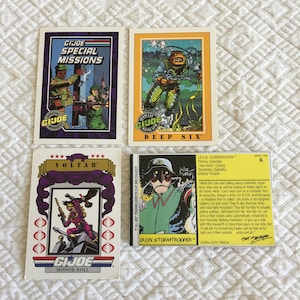 Vintage 1991 G I Joe Collector Cards. The Listing for Four Cards w/ Free Shipping. Stalker, Deepsix, Voltar Honor Roll, Iron Stormtrooper.