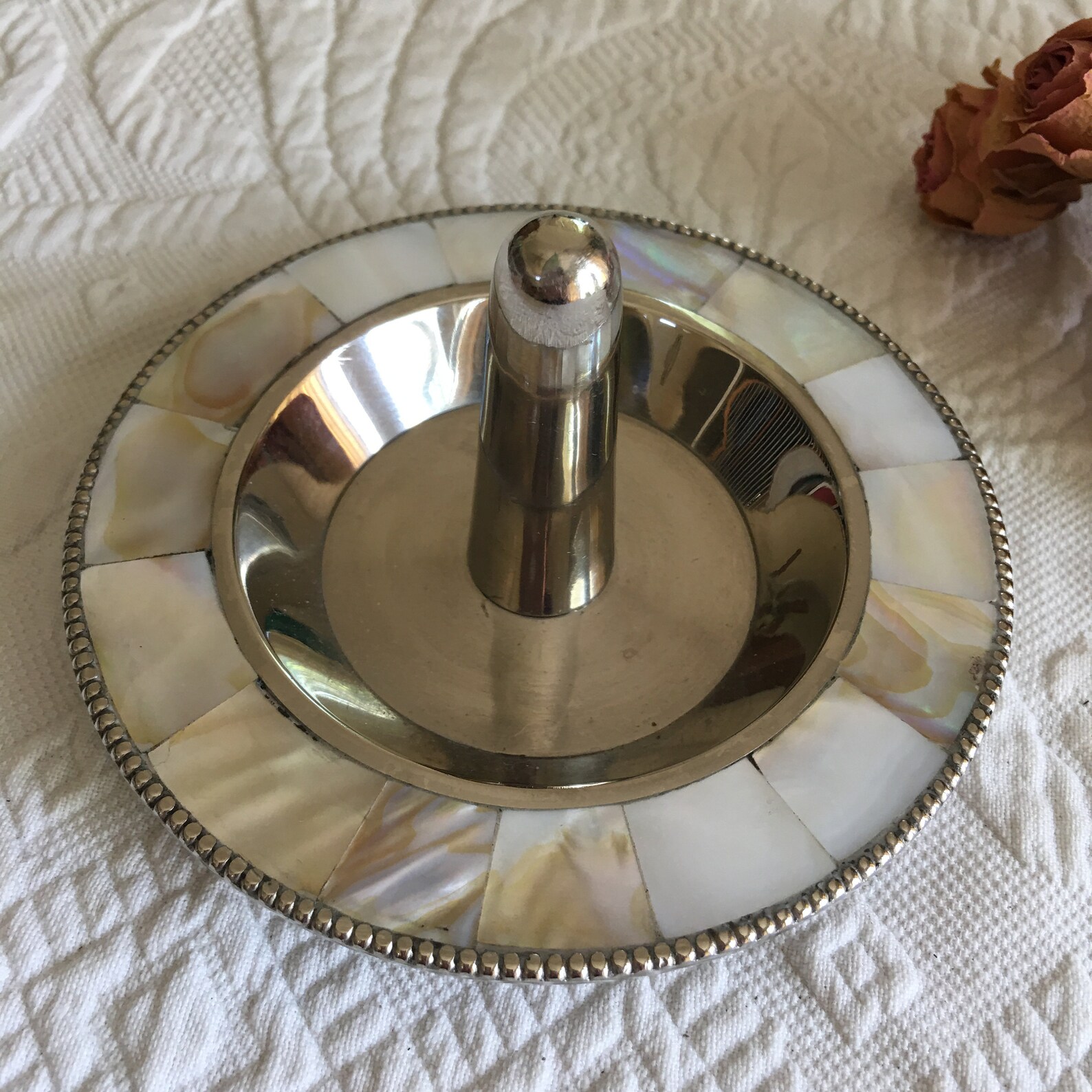 Ralph Lauren Mother of Pearl Ring Dish With Center Holder. Etsy