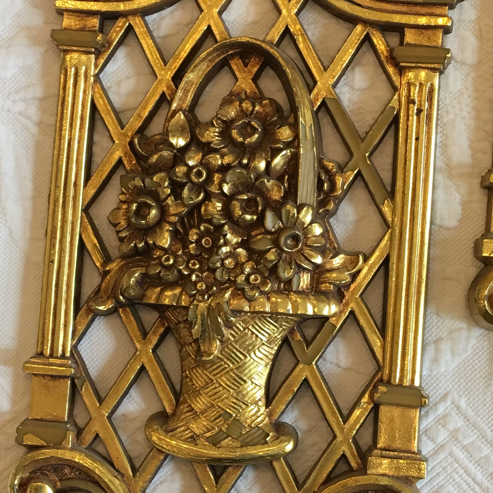 Vintage Gold Painted Wall Plaques With Flower Designs. Fancy Etsy