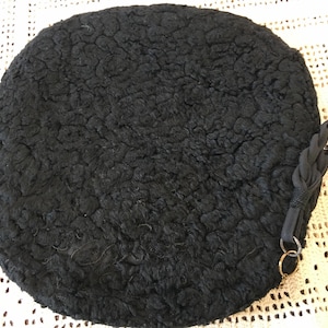 Victorian Muff Purse. Black Curly Persian Lambs Wool Muff Purse. Edwardian Double Duty Hidden Purse Inside Hand Warming Muff.