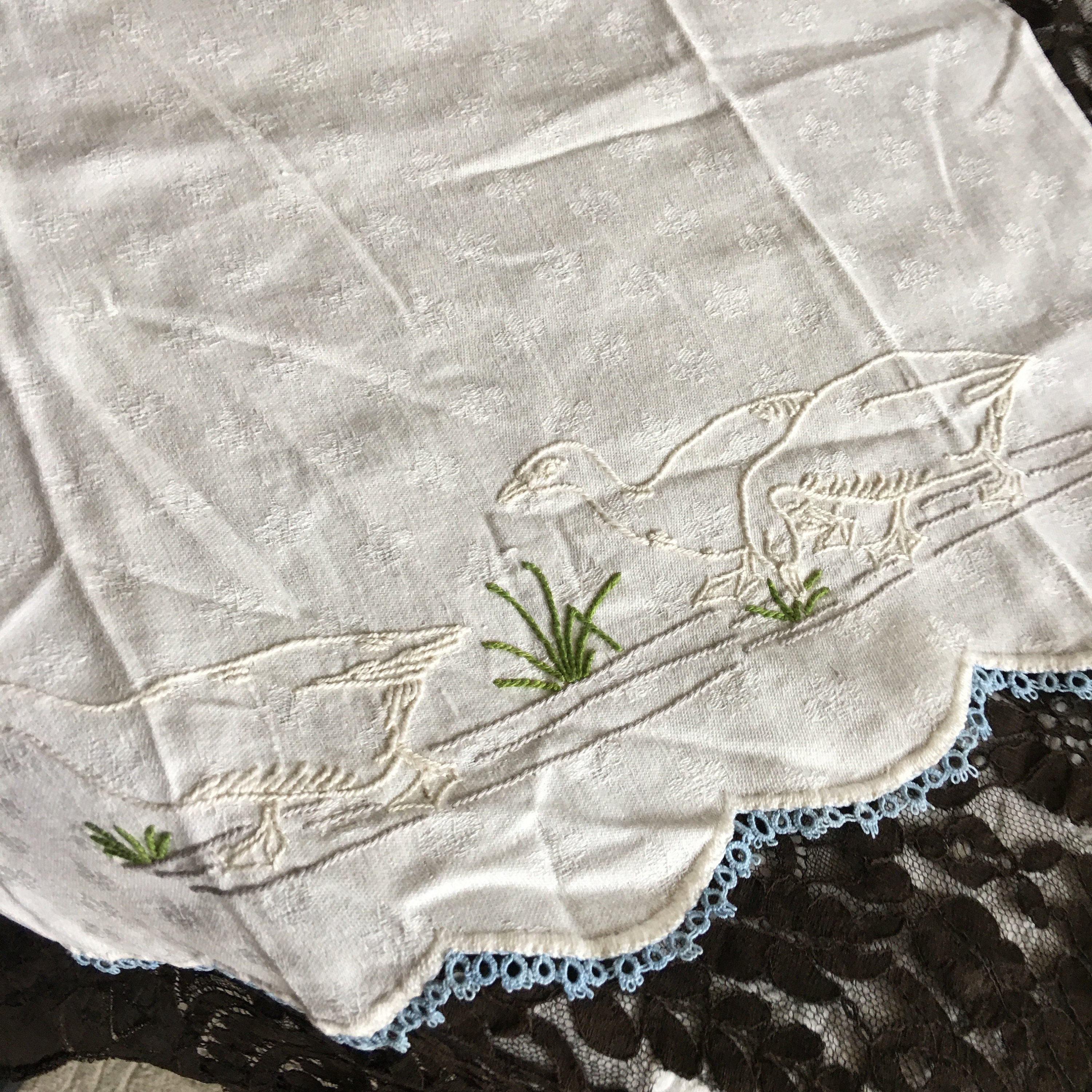 Lot De 2 Torchons Vintage CP International - Motif Oies, 100% Coton, Années 80 - Le 2ème Offert !