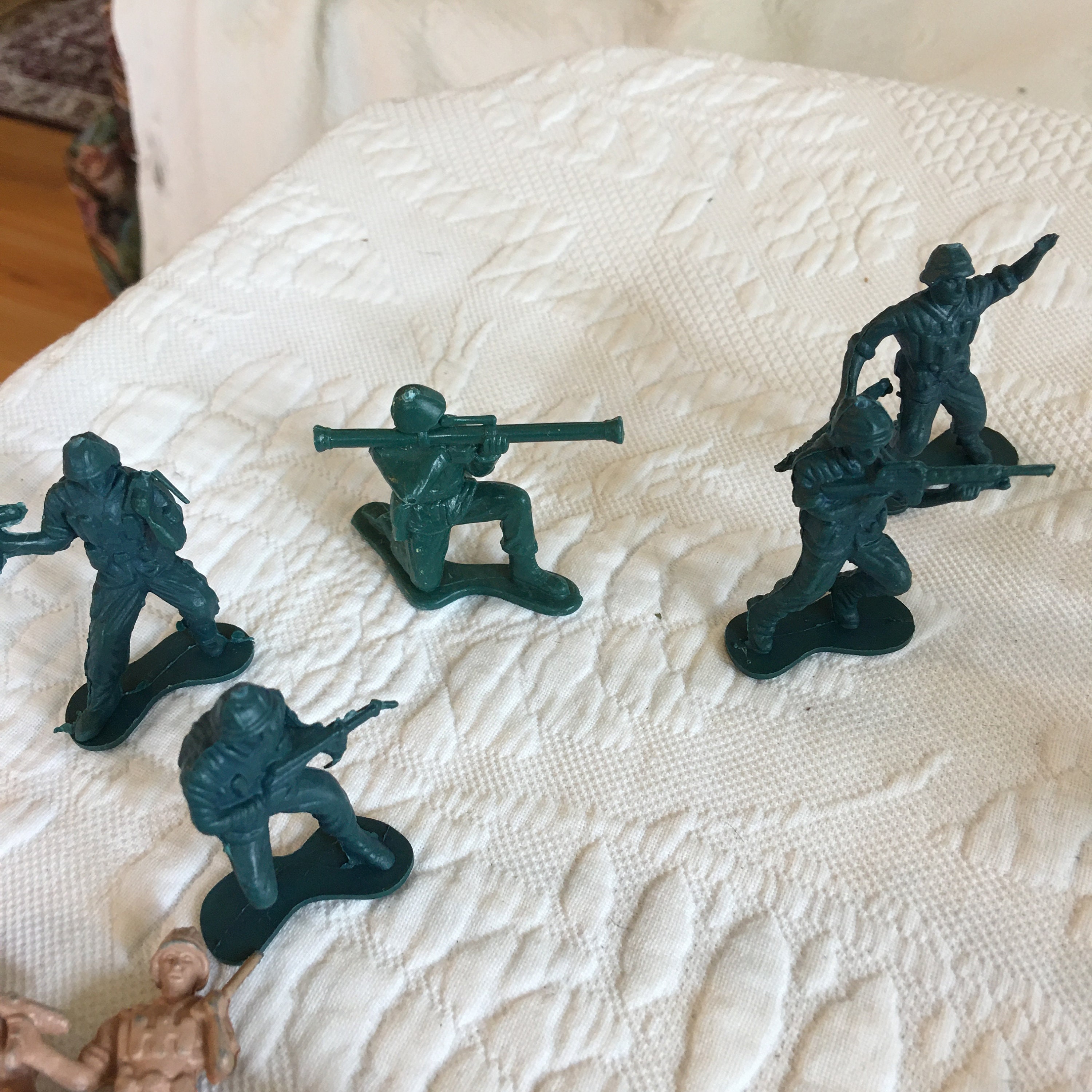 Vintage Miniature Toy Soldiers and Weapons. Green and Tan Hard Etsy