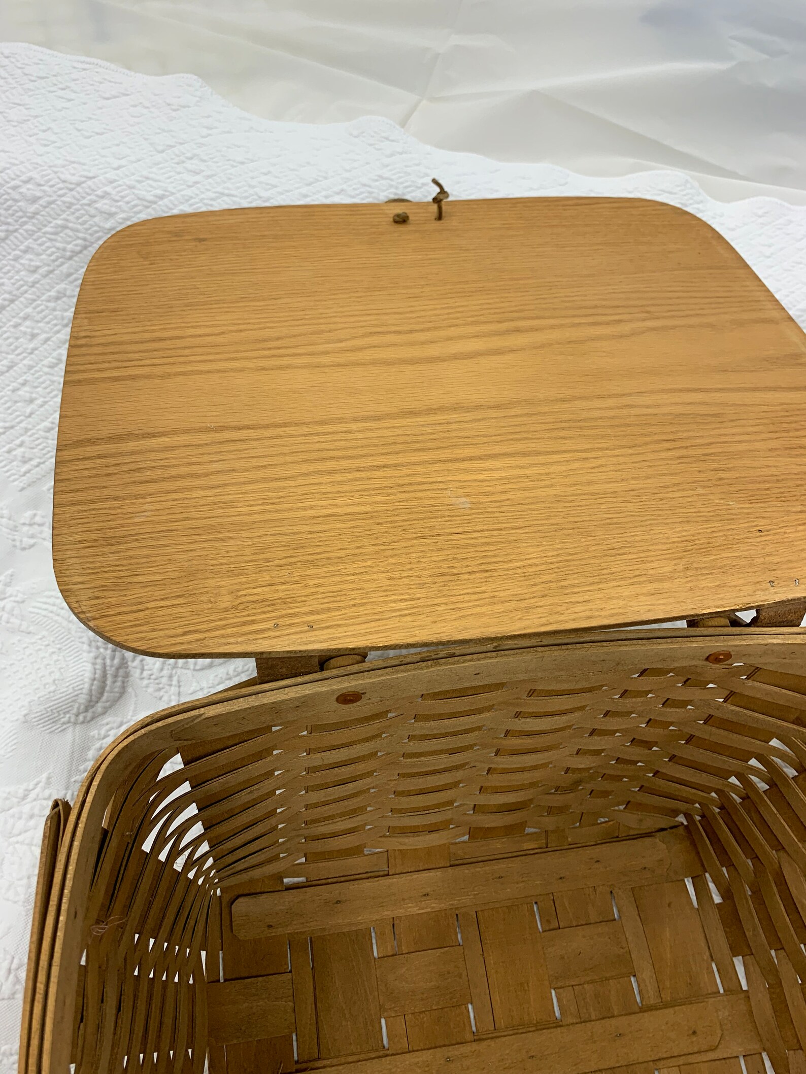 Pinic Hinge Vintage 1986 Longaberger Picnic Basket With Pie Protection Insert and ...