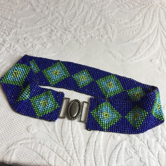 Vintage Southwestern Style Stretchy Beaded Belt W/ Diamond  display picture 1