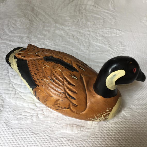 Petit Leurre Canard Colvert Ancien En Bois Sculpté Et Peint à La Main - 3,5 Pouces