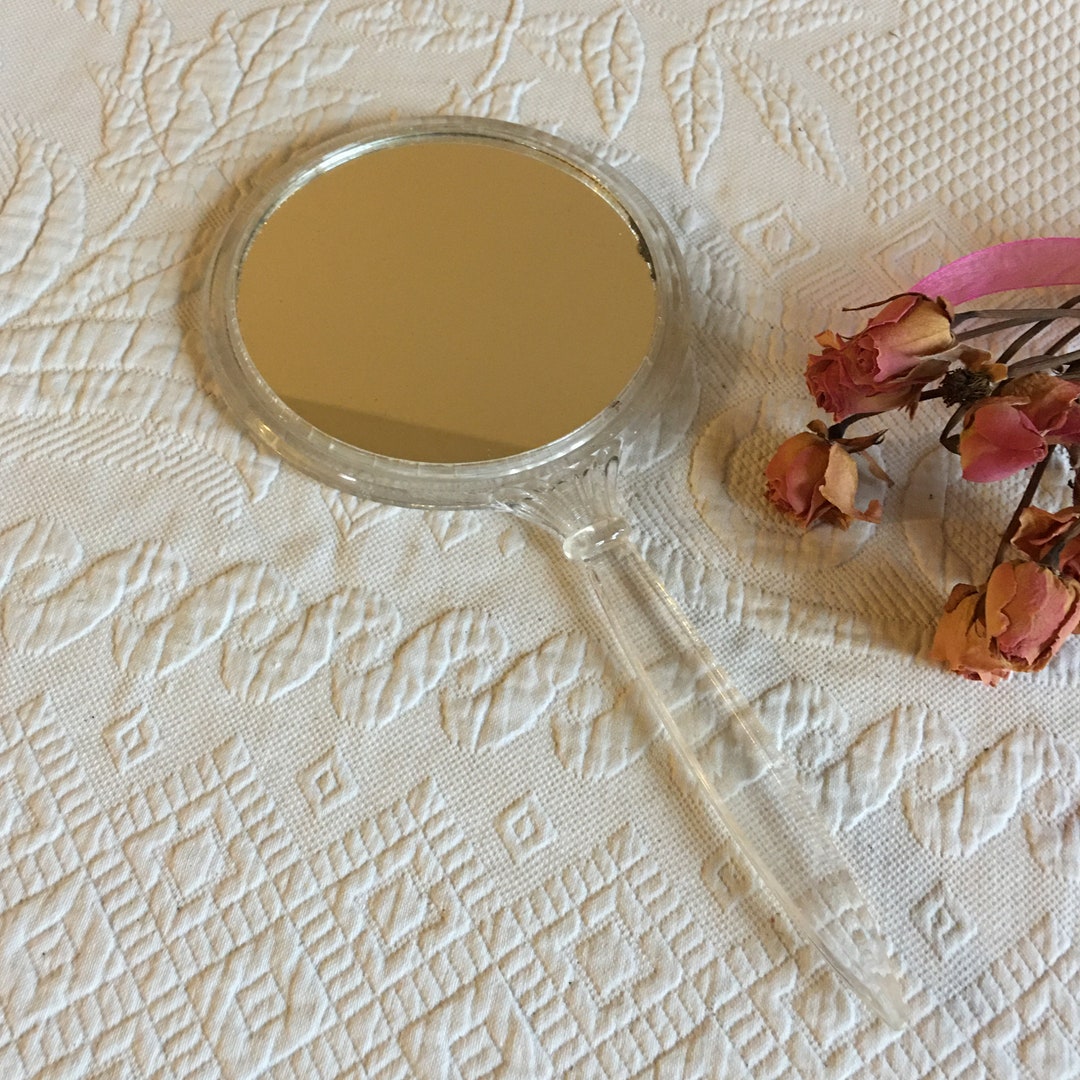 Vintage Lucite Hand Mirror. Regular Mirror and Magnifying Mirror