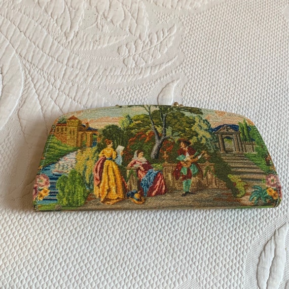 Vintage Tapestry Clutch Purse. Double Twist Snap … - image 2