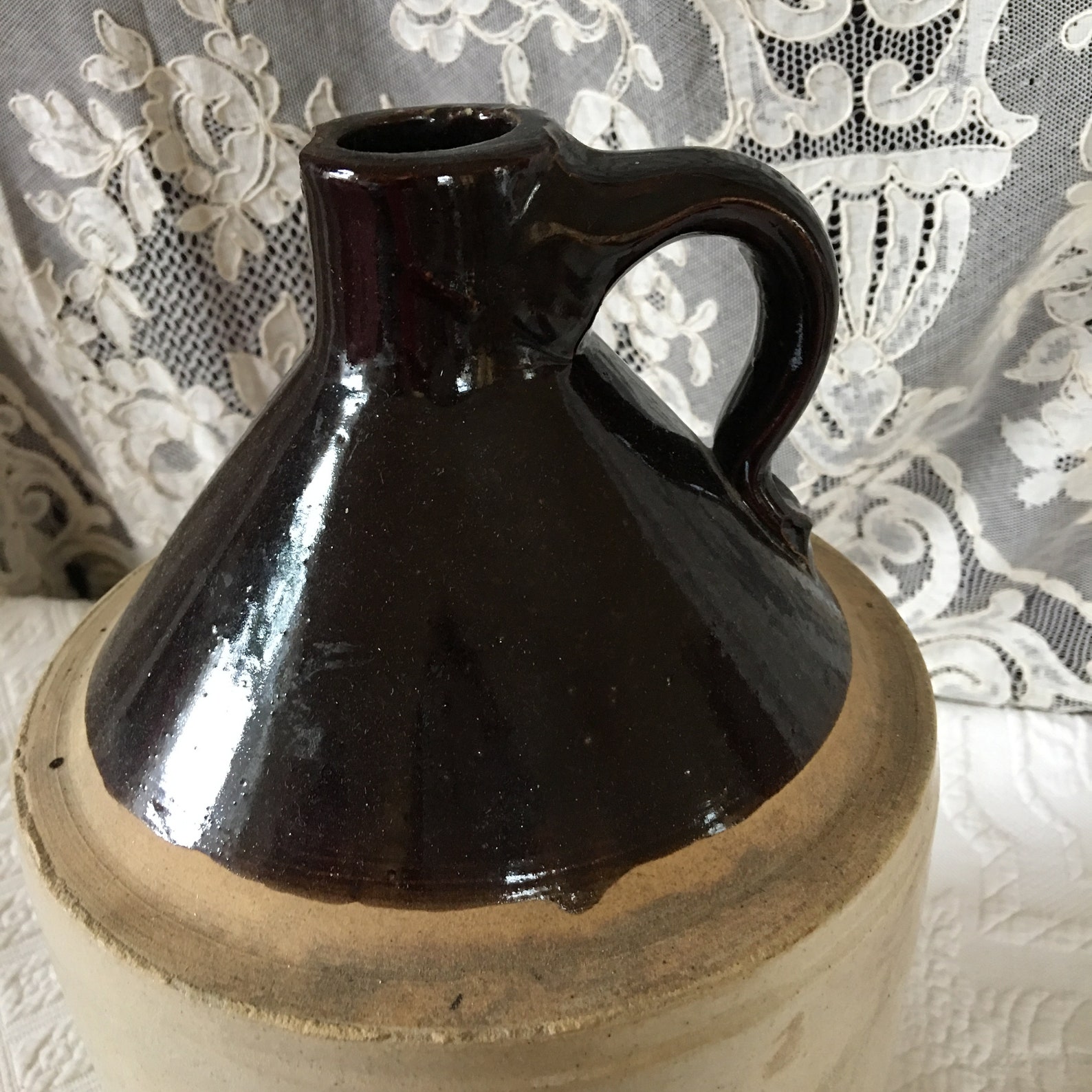 Antique Brown Jug With Handle. Brown and Beige Pottery Jug. Etsy