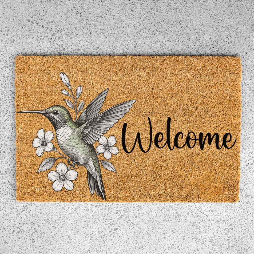 Hummingbird Welcome Mat Hummingbird Welcome Doormat, Personalized Entryway Rug, Durable Indoor ...